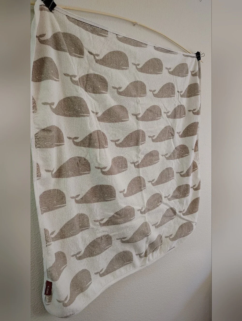 Milkbarn Organic Cotton Hooded Baby Towel with Gray Whale Pattern (30